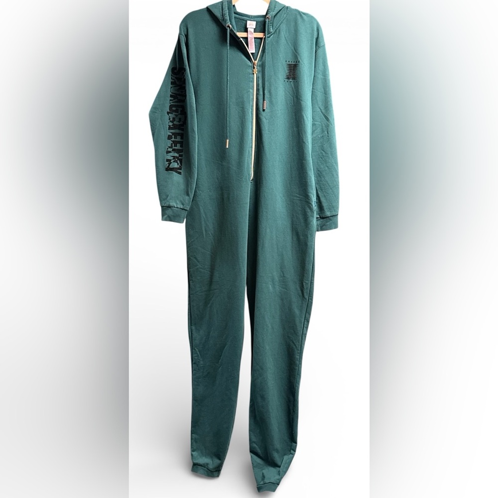 Savage X Fenty Forever Savage Showgirl Hooded Onesie in Hunter Green Size M